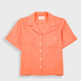Short Sleeve Soft Collar Shirt - Coral Double Layer Voile