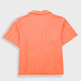 Short Sleeve Soft Collar Shirt - Coral Double Layer Voile