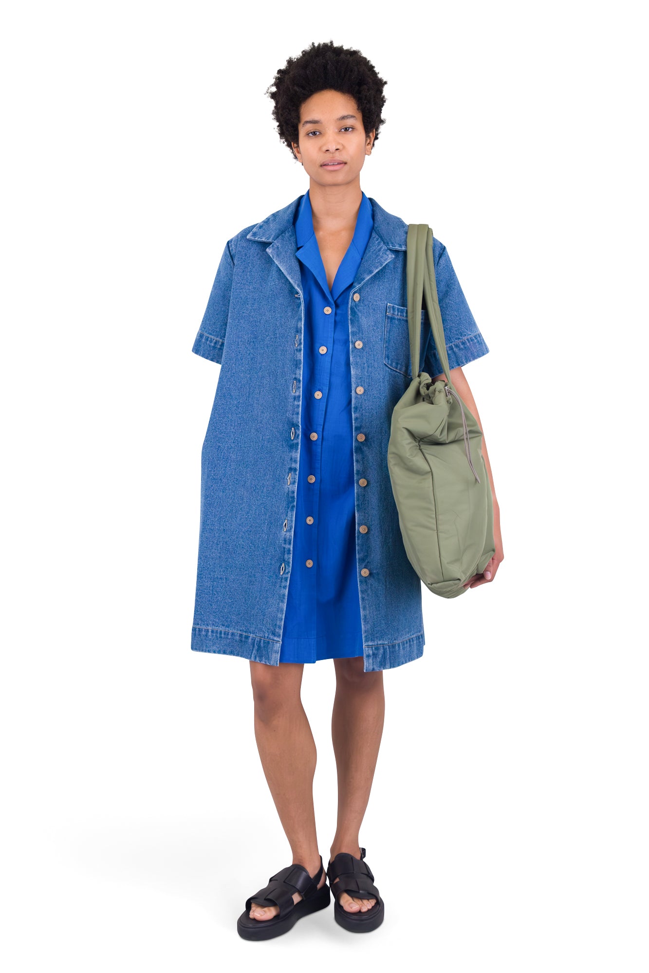 Shirt Dress - Heavy Bleach Denim - Women's