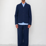 Folk | Folk Wide Fit Blazer - Navy Textured Cotton