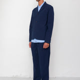 Folk | Folk Wide Fit Blazer - Navy Textured Cotton