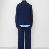 Folk | Folk Wide Fit Blazer - Navy Textured Cotton
