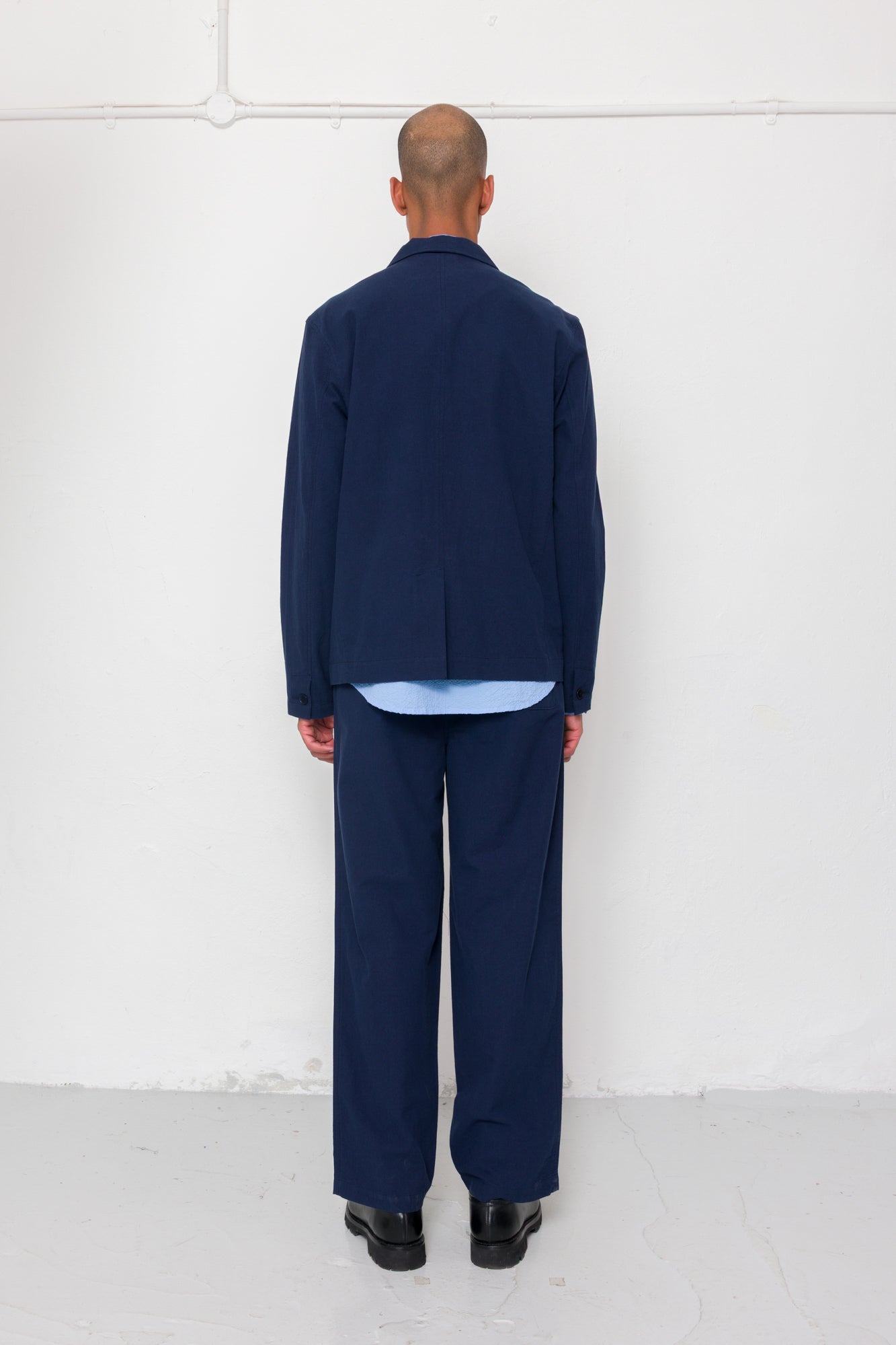 Folk | Folk Wide Fit Blazer - Navy Textured Cotton