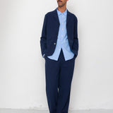 Folk | Folk Wide Fit Blazer - Navy Textured Cotton