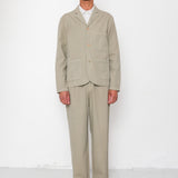 Folk | Folk Wide Fit Trouser - Silver Sage Herringbone