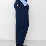 Folk | Folk Assembly Suit Trouser - Navy Crinkle Stripe