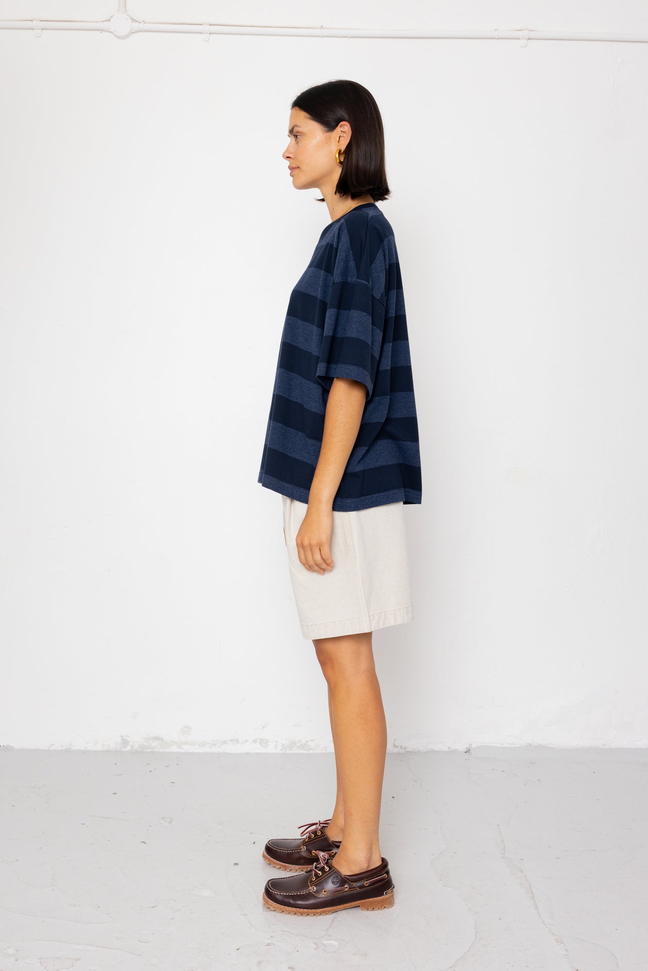 Folk | Folk Boyfriend T-Shirt - Navy / Blue Stripe