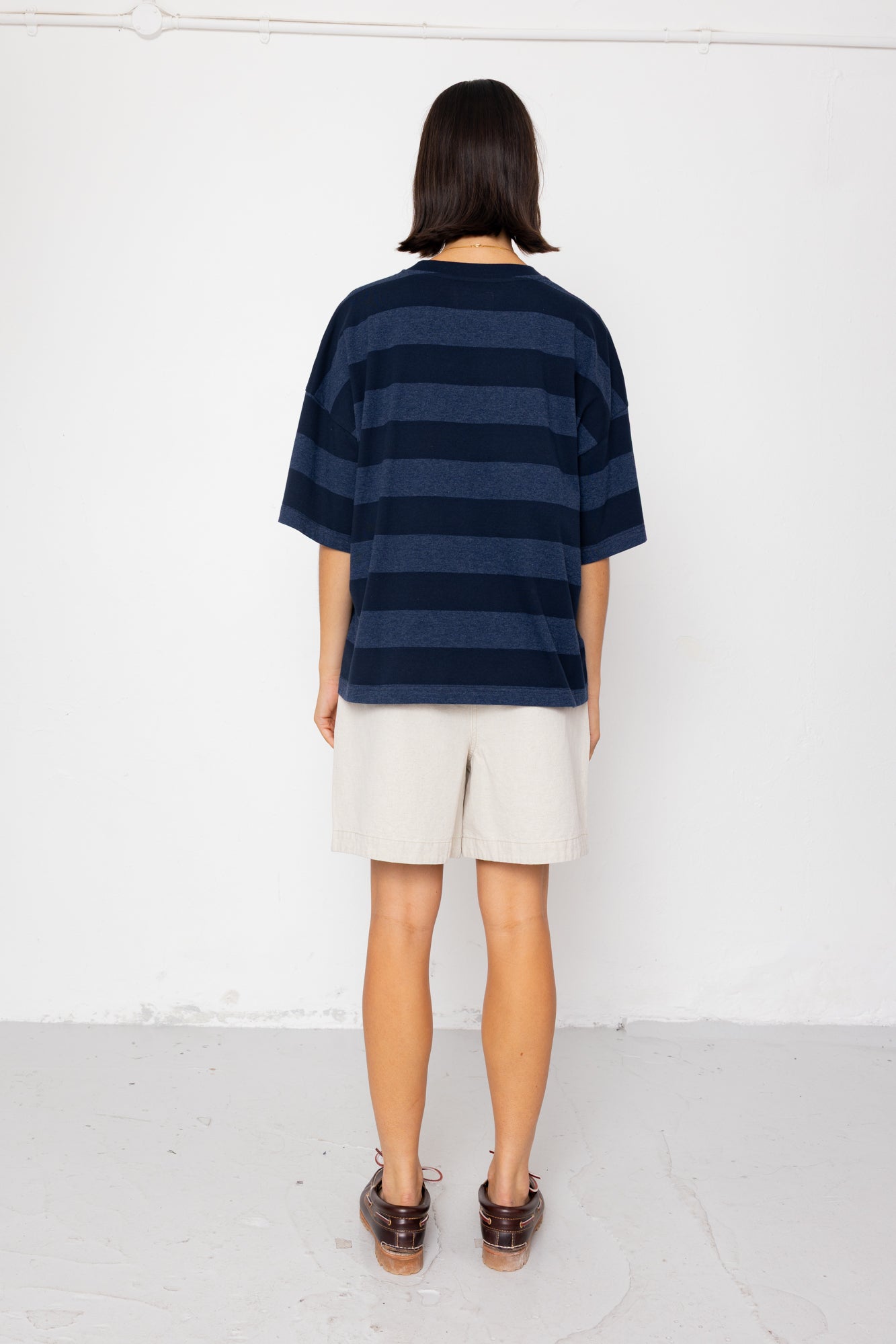 Folk | Folk Boyfriend T-Shirt - Navy / Blue Stripe