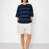 Folk | Folk Boyfriend T-Shirt - Navy / Blue Stripe