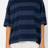 Folk | Folk Boyfriend T-Shirt - Navy / Blue Stripe
