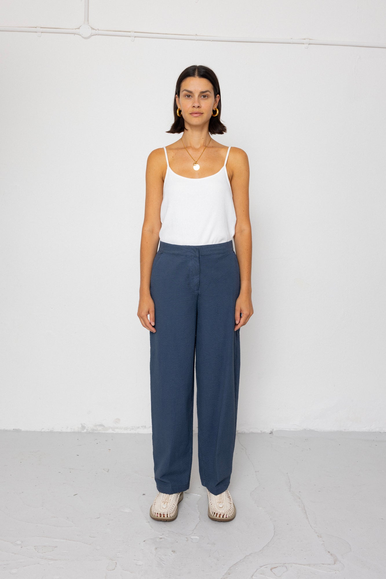 Folk | Folk Suit Trousers - Soft Indigo Overdyed Stripe