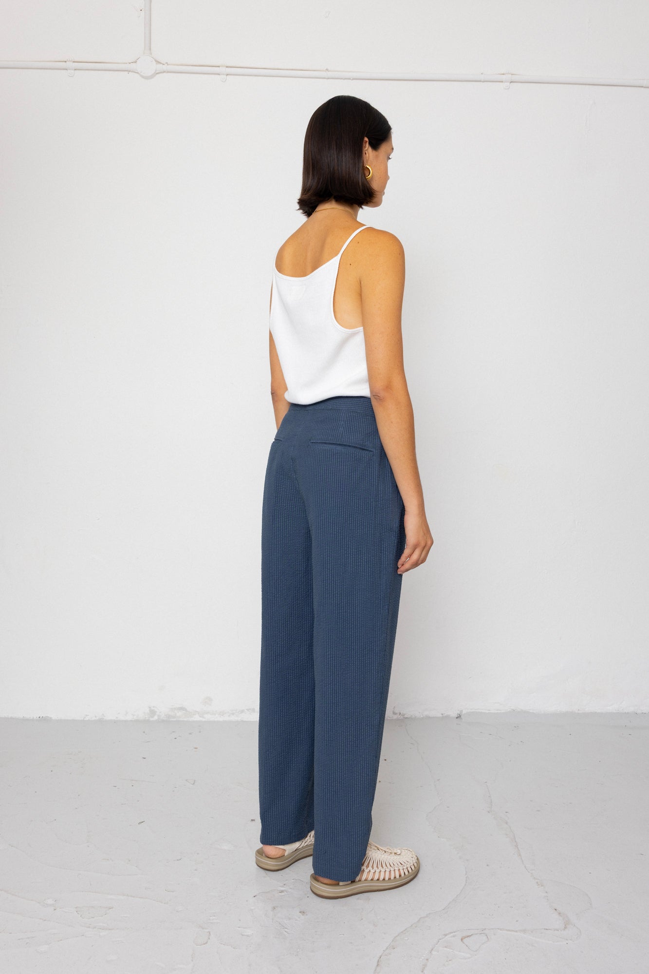 Folk | Folk Suit Trousers - Soft Indigo Overdyed Stripe