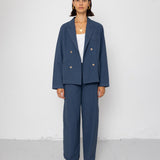 Folk | Folk Relaxed Fit Blazer - Soft Indigo Overdyed Stripe