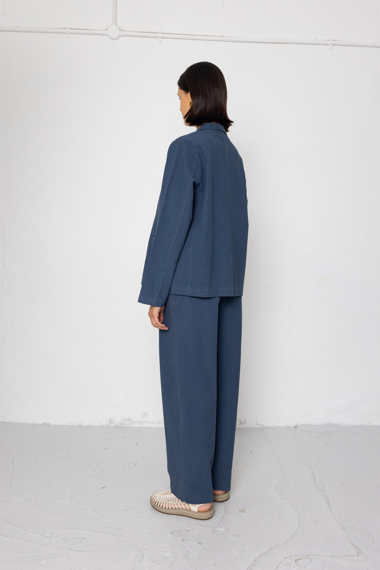 Folk | Folk Relaxed Fit Blazer - Soft Indigo Overdyed Stripe