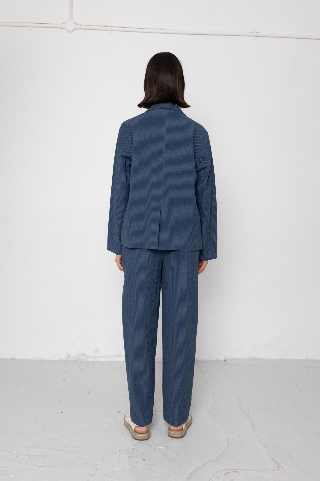 Folk | Folk Relaxed Fit Blazer - Soft Indigo Overdyed Stripe