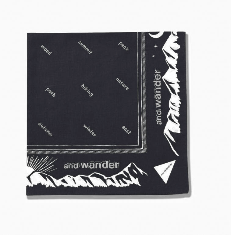 AND WANDER - 128 Reflective Words bandana - Black