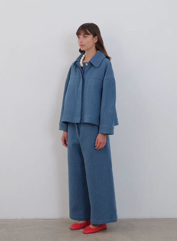 Cawley | Sashiko Jacket - Pale Blue