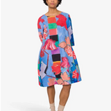 Joana Day Dress - Blue Tulip Print