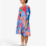 Joana Day Dress - Blue Tulip Print
