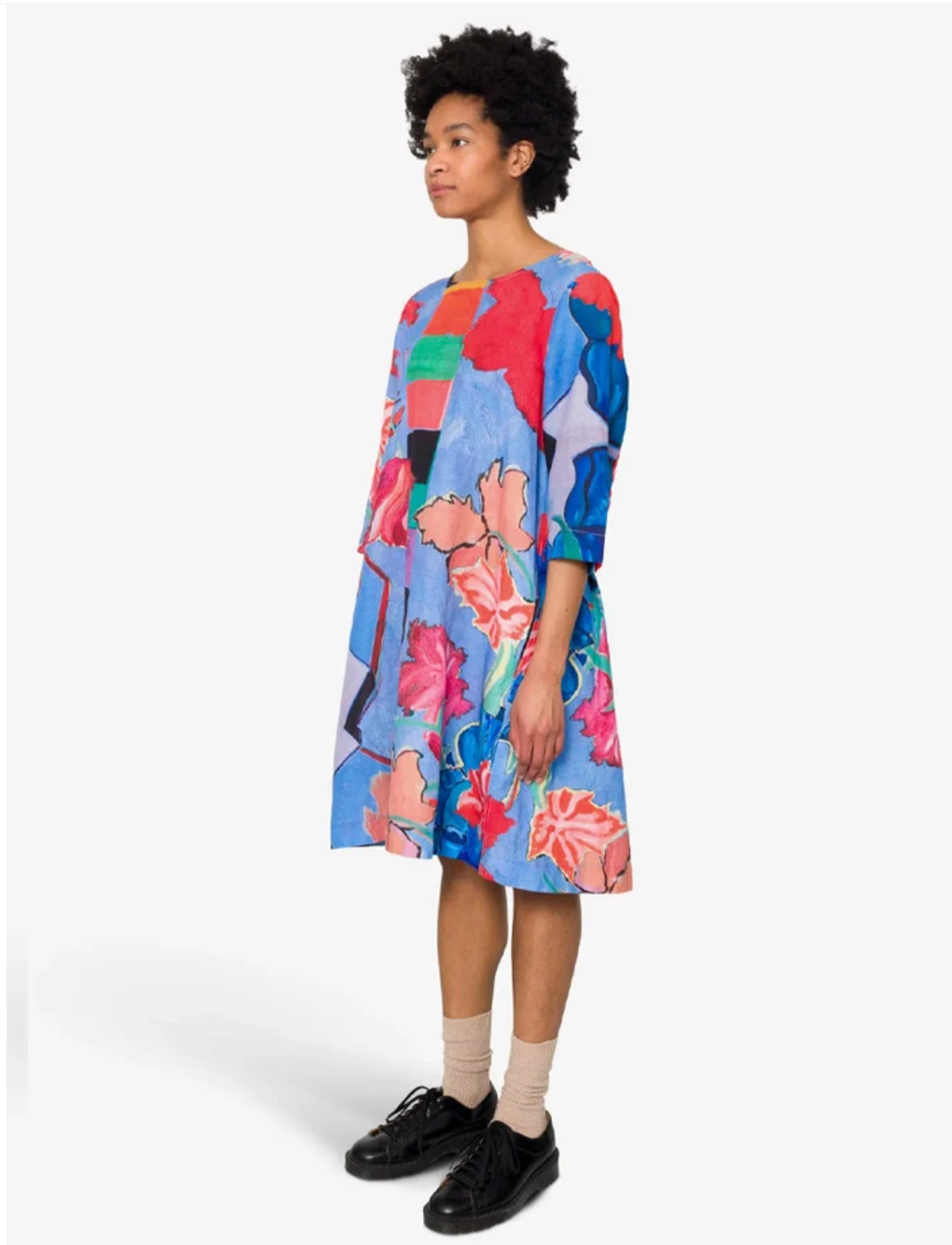Joana Day Dress - Blue Tulip Print