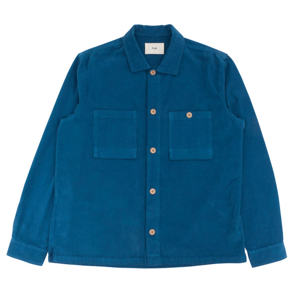 Patch Overshirt - Prussian Blue Microcheck Cord