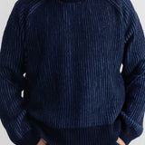 Plated Rib Crew - Navy / Soft Blue