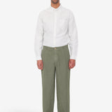 Wide Fit Trouser - Sage Overdyed Stripe