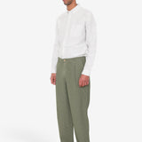 Wide Fit Trouser - Sage Overdyed Stripe
