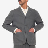 Wide Fit Blazer - Charcoal Hemp Canvas