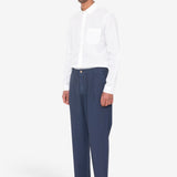 Wide Fit Trouser - Soft Navy Herringbone
