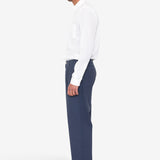 Wide Fit Trouser - Soft Navy Herringbone