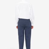 Wide Fit Trouser - Soft Navy Herringbone