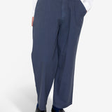 Wide Fit Trouser - Soft Navy Herringbone