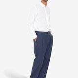 Wide Fit Trouser - Soft Navy Herringbone