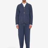 Wide Fit Blazer - Soft Navy Herringbone