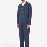 Wide Fit Blazer - Soft Navy Herringbone