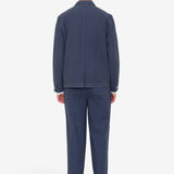 Wide Fit Blazer - Soft Navy Herringbone