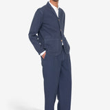 Wide Fit Blazer - Soft Navy Herringbone