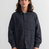 Patch Overshirt - Navy Crinkle Check