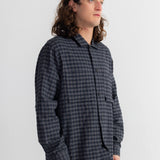 Patch Overshirt - Navy Crinkle Check