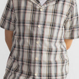 Short Sleeve Soft Collar Shirt - Natural Black Check