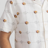 Short Sleeve Soft Collar Shirt - Flaming Eye Grid | Daniel Johnston