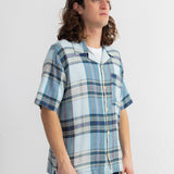 Short Sleeve Soft Collar Shirt - Ocean Blue Check
