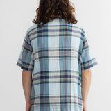 Short Sleeve Soft Collar Shirt - Ocean Blue Check