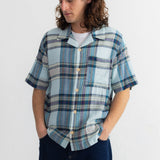 Short Sleeve Soft Collar Shirt - Ocean Blue Check