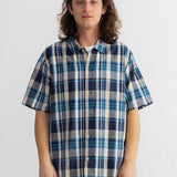 Short Sleeve Seoul Shirt - Yellow Cyan Check