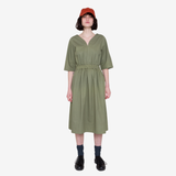 Gathered Dress - Olive Twill