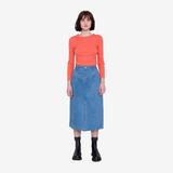 Midi Panel Skirt - Bleached Denim