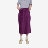 Midi Panel Skirt - Directional Cord Wine