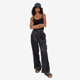 Pleated Pant - Black Satin